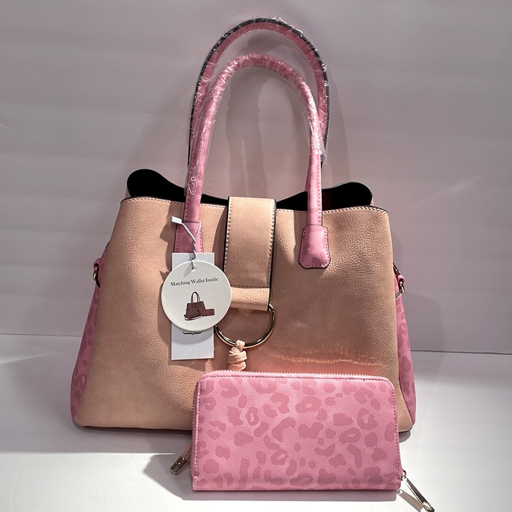 Pink Cheetah Handbag Set